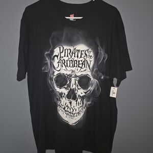 Hanes Black Pirates of the Caribbean Skull Tee